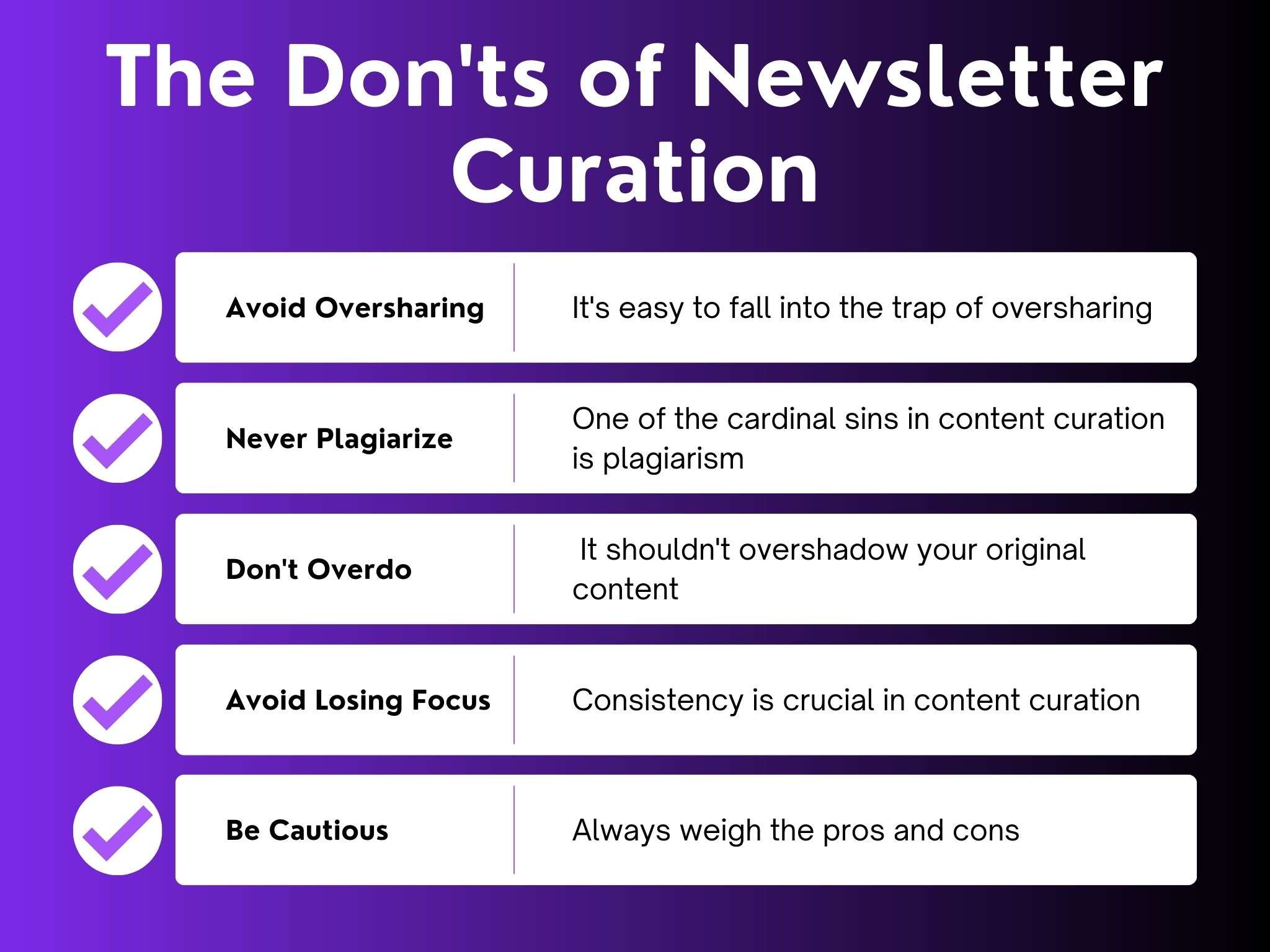 the don'ts of newsletter curation
